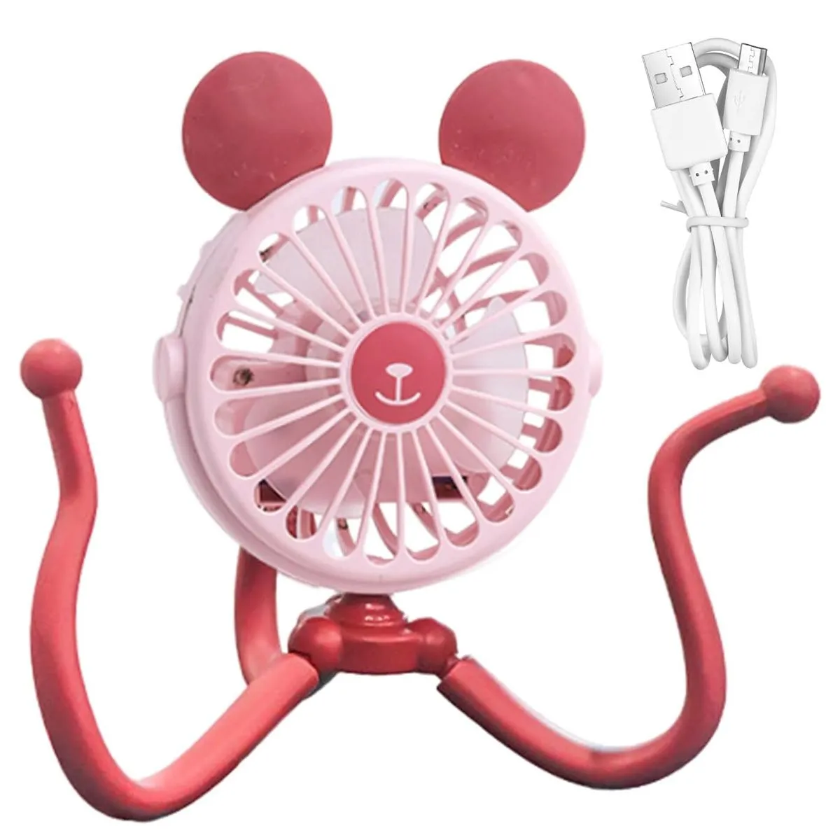 ENFANTASY - Ventilador Recargable Portátil Luz Led Mini Bebe Usb Coche