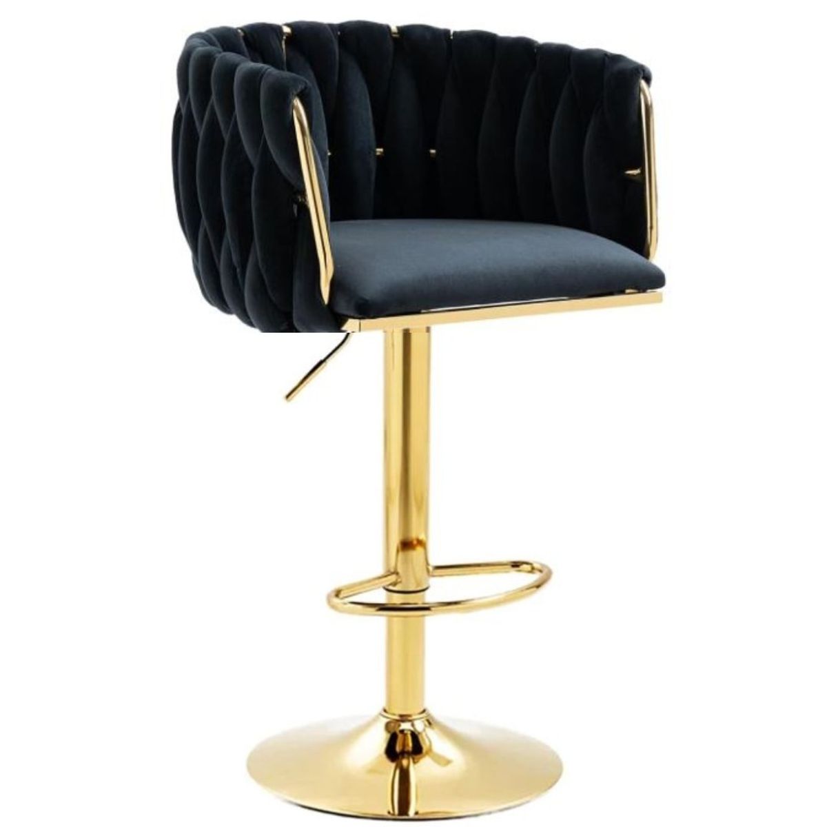 MOBLIHOUSE - Silla De Bar Moderna De Terciopelo London Base Dorada