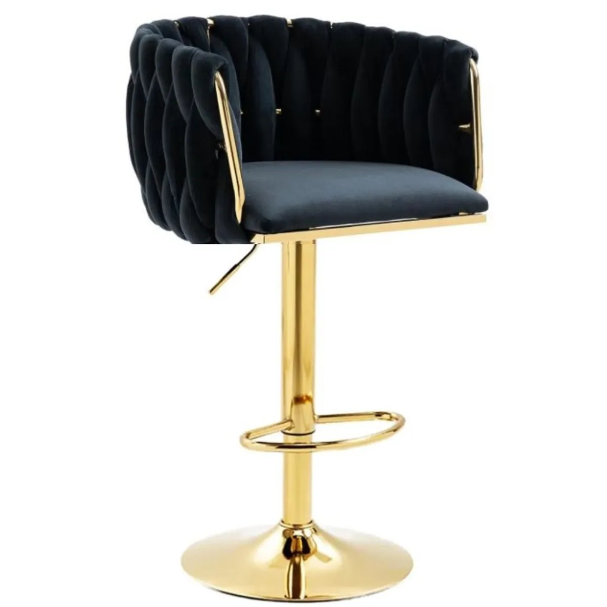 MOBLIHOUSE - Silla De Bar Moderna De Terciopelo London Base Dorada