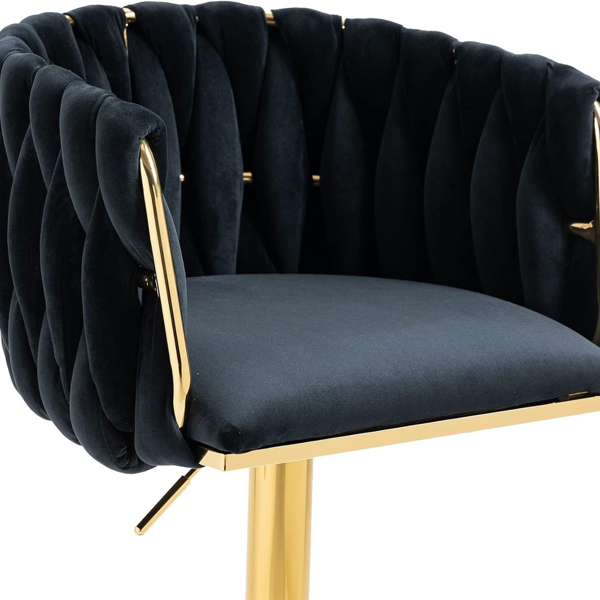 MOBLIHOUSE - Silla De Bar Moderna De Terciopelo London Base Dorada