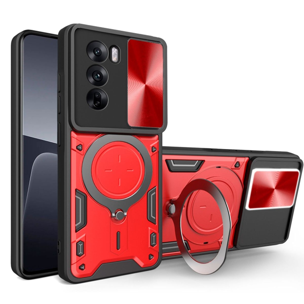 GENERICO - Estuche Armo Antigolpe Compatible con  Oppo Reno 12 Rojo