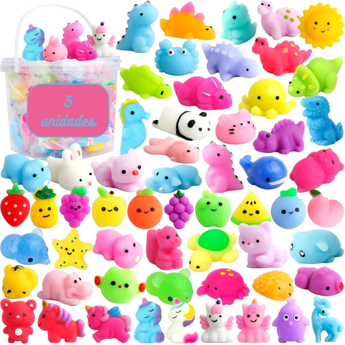 GENERICO - 5 Squishies Juguete Antiestrés Relajante Mini Mochi Kawaii