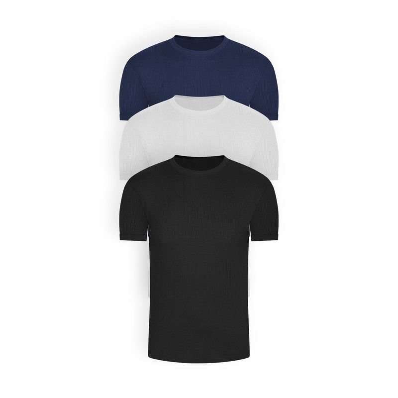 DIANE & GEORDI - Camiseta cuello redondo acanalada (Pack X3)(2256) - Multicolor