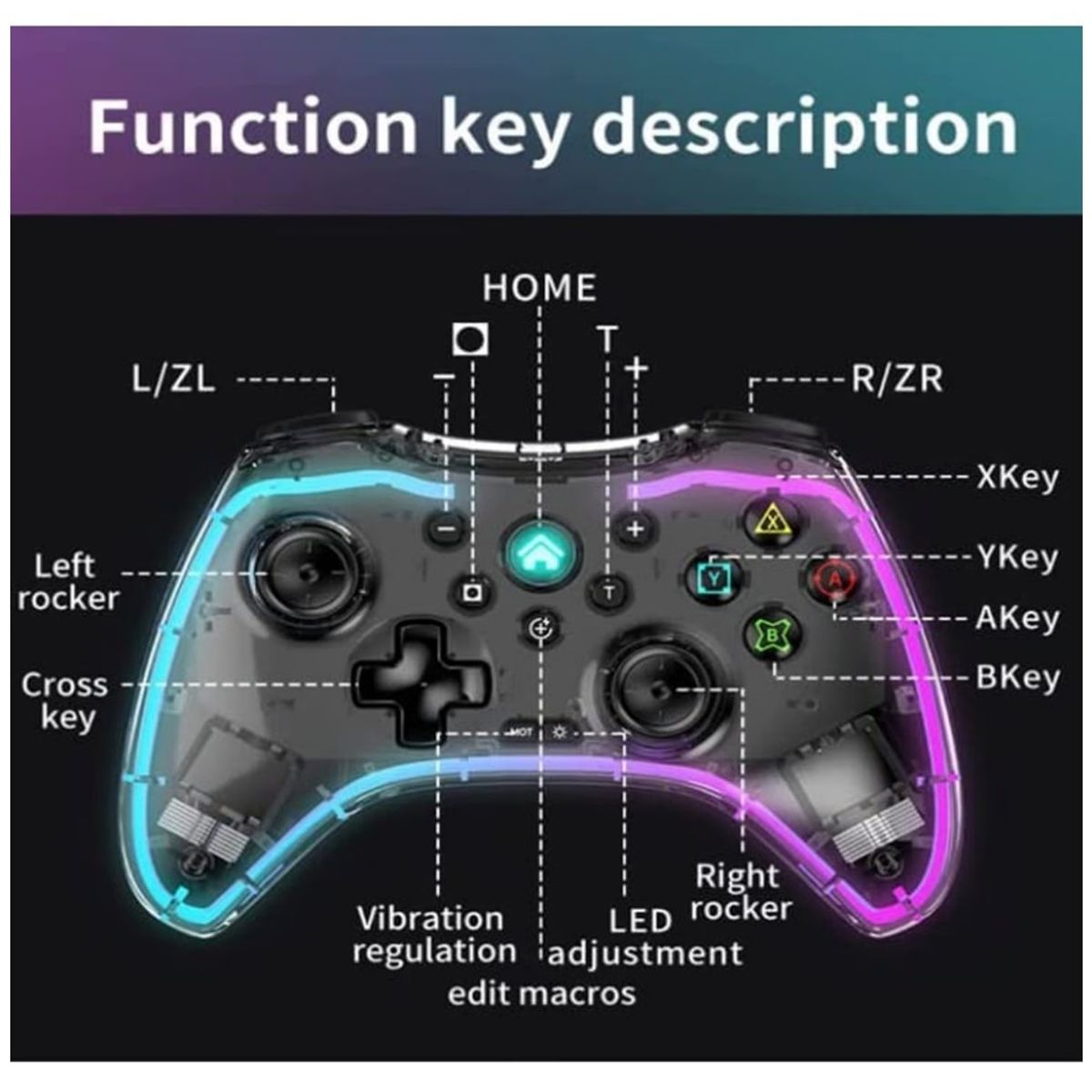 GENERICO - Control Inalámbrico Gamer RGB Consolas PC y Celular