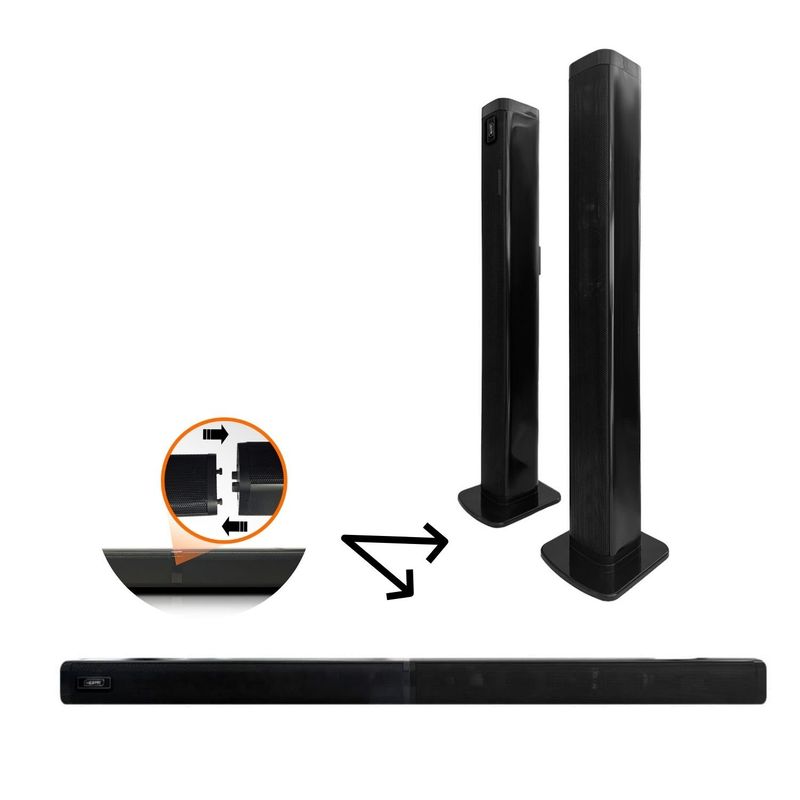 MERTEC - Barra de Sonido Bluetooth Mertec Convertible 2en1 BT MT025B Negro
