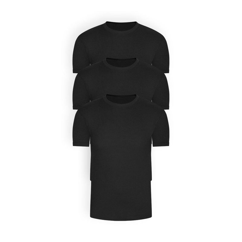 DIANE & GEORDI - Camiseta cuello redondo acanalada (Pack X3)(2256) - Negro