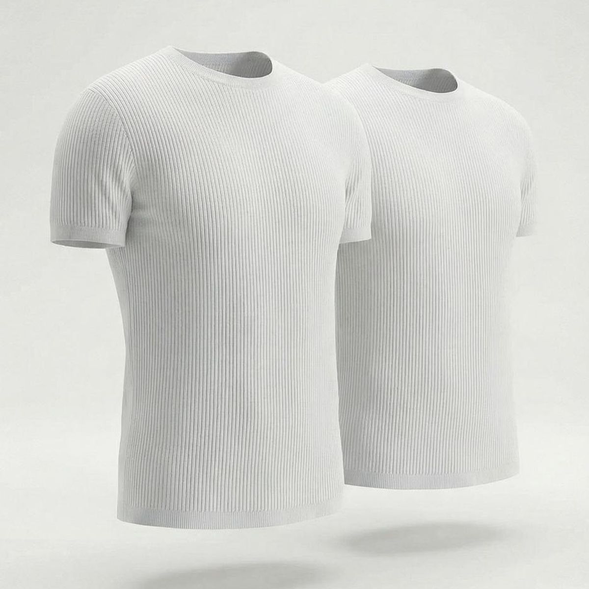 DIANE & GEORDI - Camiseta cuello redondo acanalada (Pack X2)(2256) - Blanco