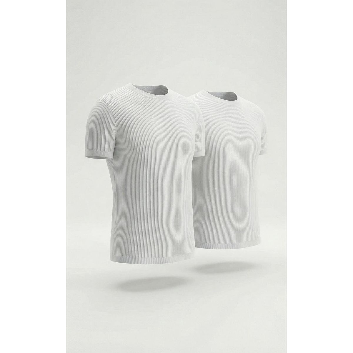DIANE & GEORDI - Camiseta cuello redondo acanalada (Pack X2)(2256) - Blanco