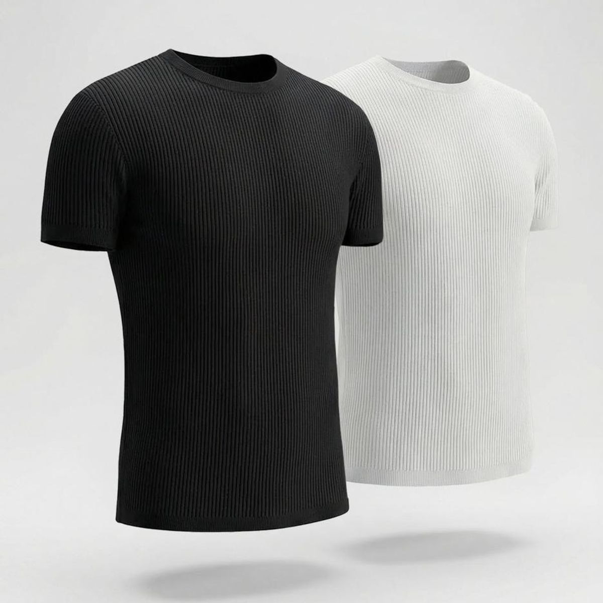 DIANE & GEORDI - Camiseta cuello redondo acanalada (Pack X2)(2256) - Blanco