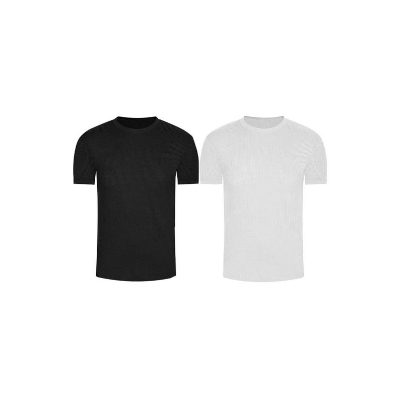 DIANE & GEORDI - Camiseta cuello redondo acanalada (Pack X2)(2256) - Multicolor_.