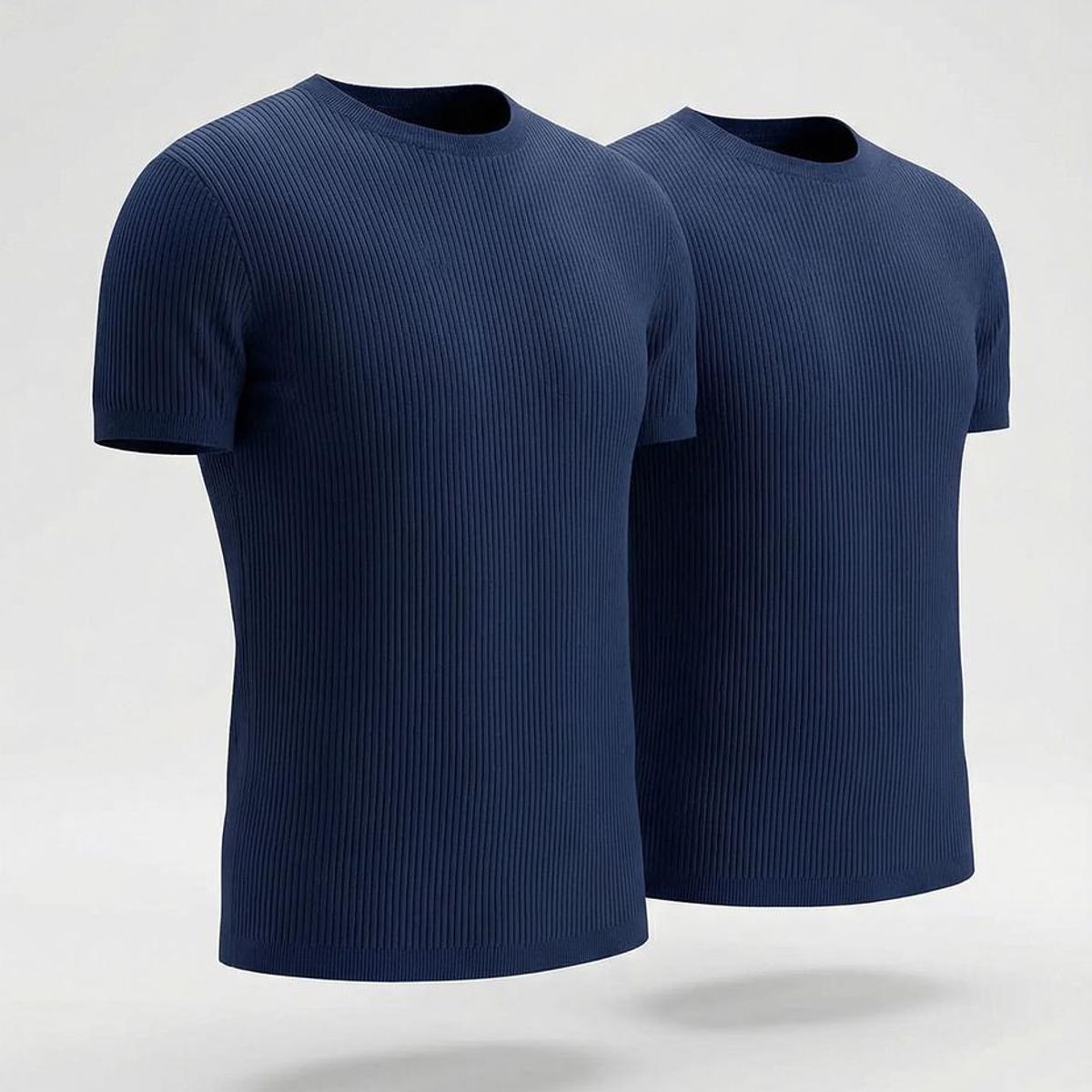 DIANE & GEORDI - Camiseta cuello redondo acanalada (Pack X2)(2256) - Azul