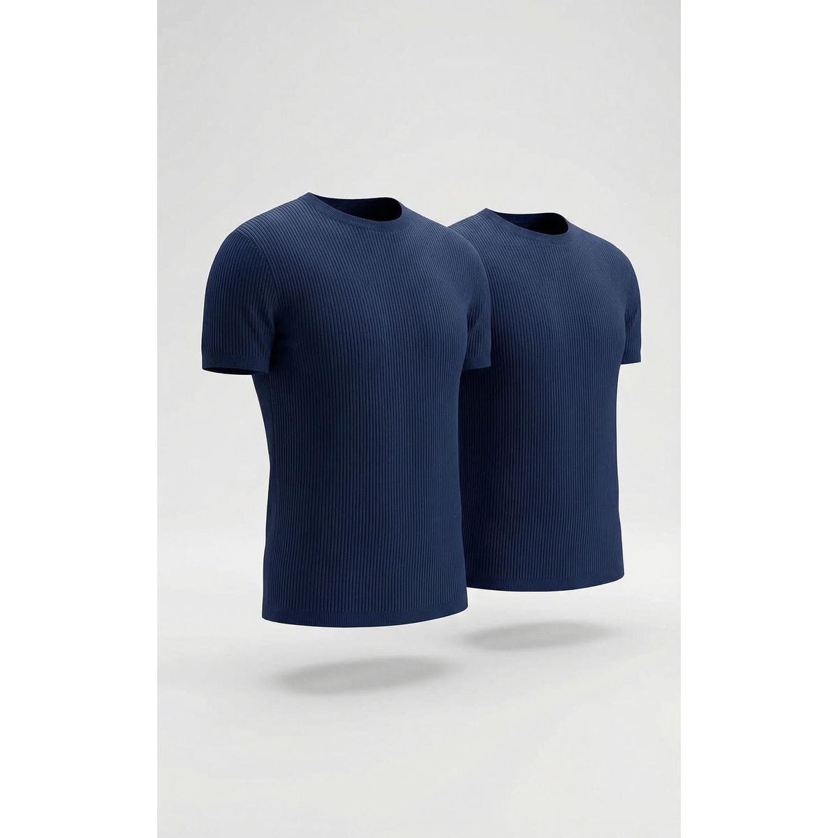 DIANE & GEORDI - Camiseta cuello redondo acanalada (Pack X2)(2256) - Azul
