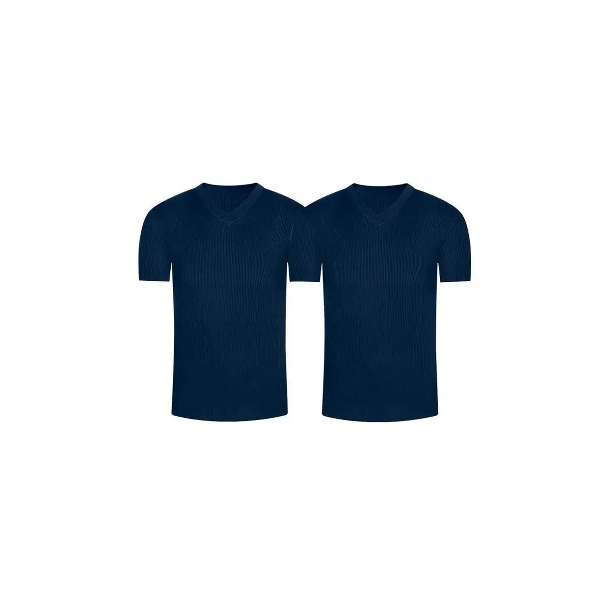 DIANE & GEORDI - Camiseta cuello V acanalada (Pack X2)(2682) - Azul oscuro
