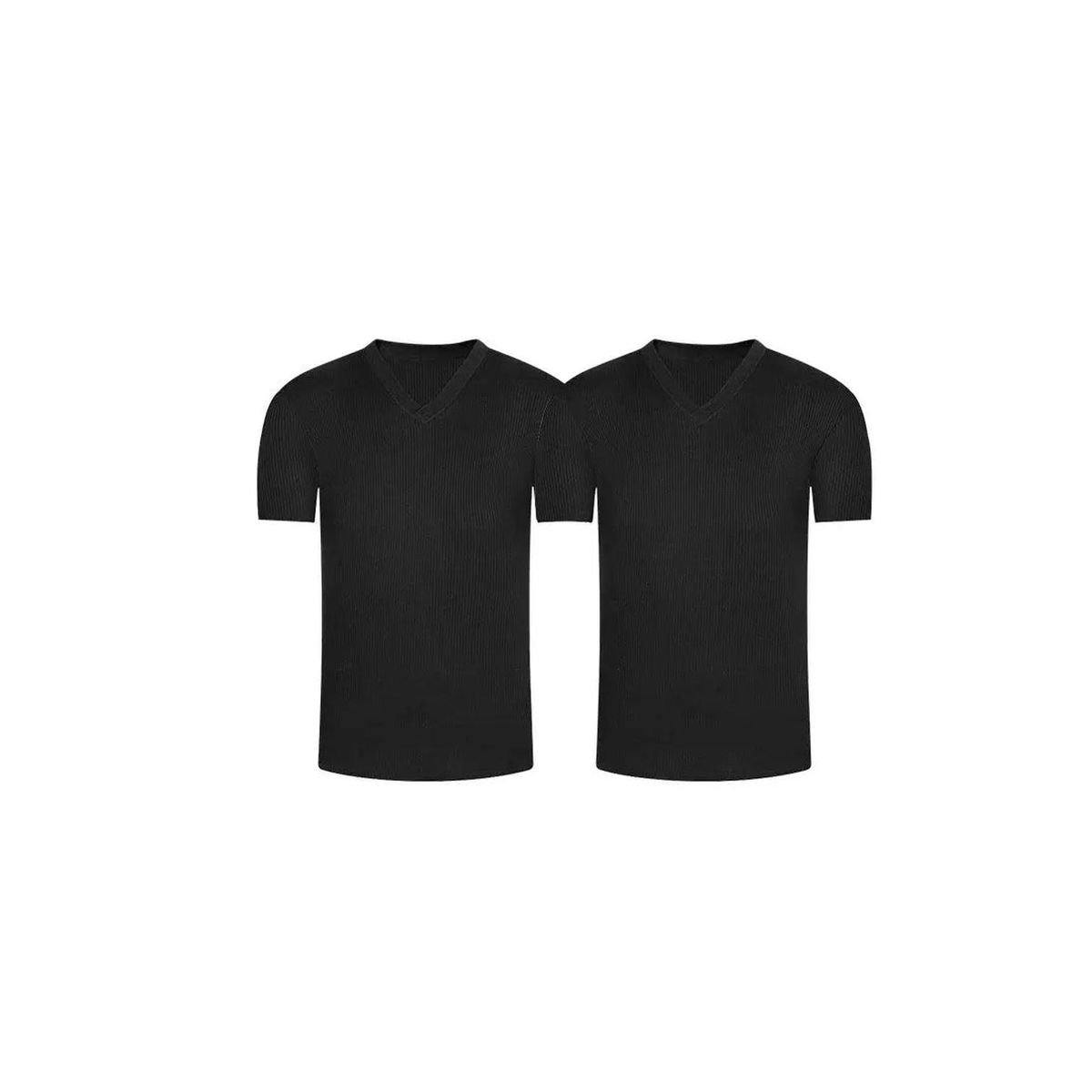 DIANE & GEORDI - Camiseta cuello V acanalada (Pack X2)(2682) - Negro