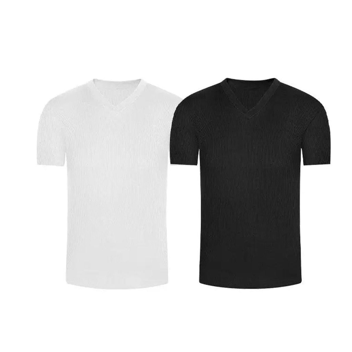 DIANE & GEORDI - Camiseta cuello V acanalada (Pack X2)(2682) - Multicolor