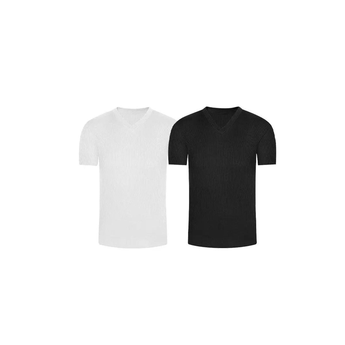 DIANE & GEORDI - Camiseta cuello V acanalada (Pack X2)(2682) - Multicolor
