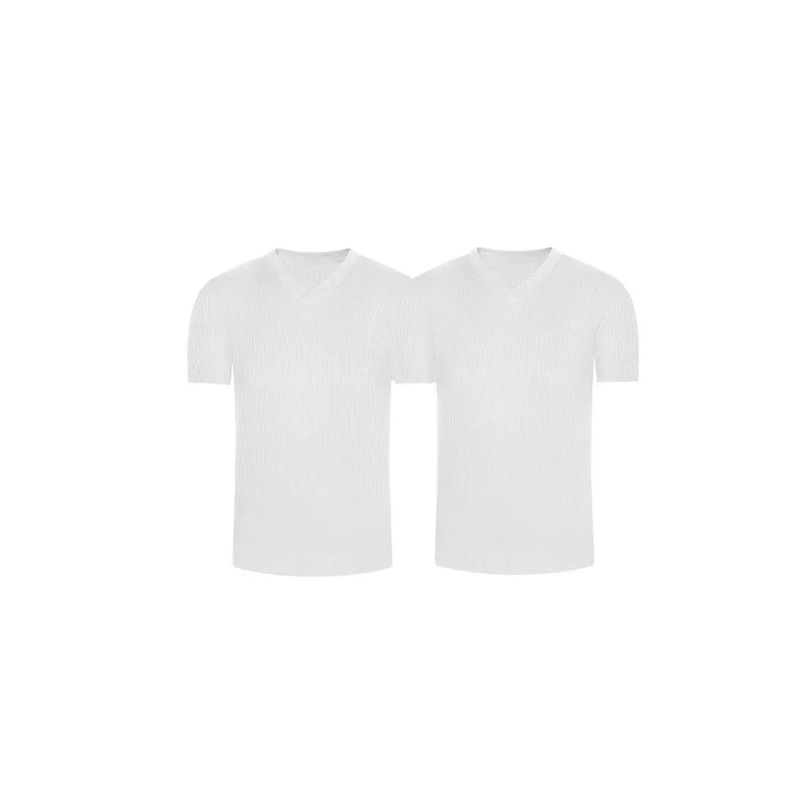 DIANE & GEORDI - Camiseta cuello V acanalada Pack X22682 - Blanco