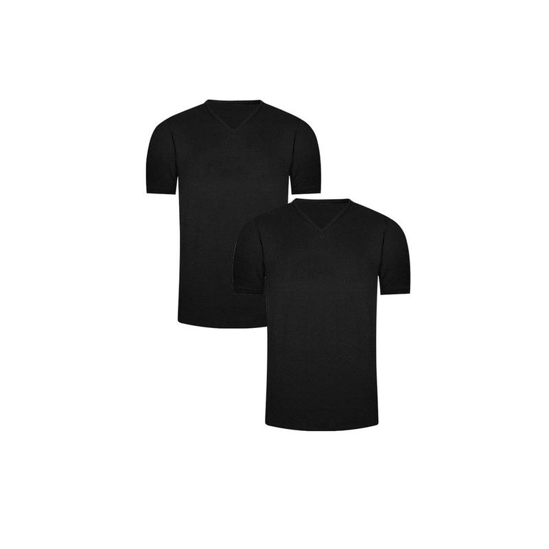 DIANE & GEORDI - Camiseta cuello V (Pack X2)(2850) - Negro_.