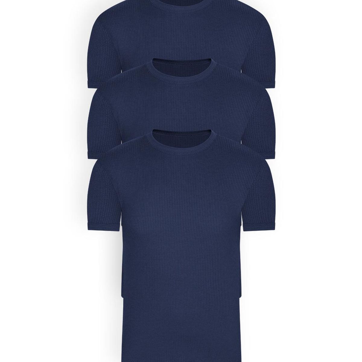 DIANE & GEORDI - Camiseta cuello redondo acanalada (Pack X3)(2256) - Azul oscuro_.