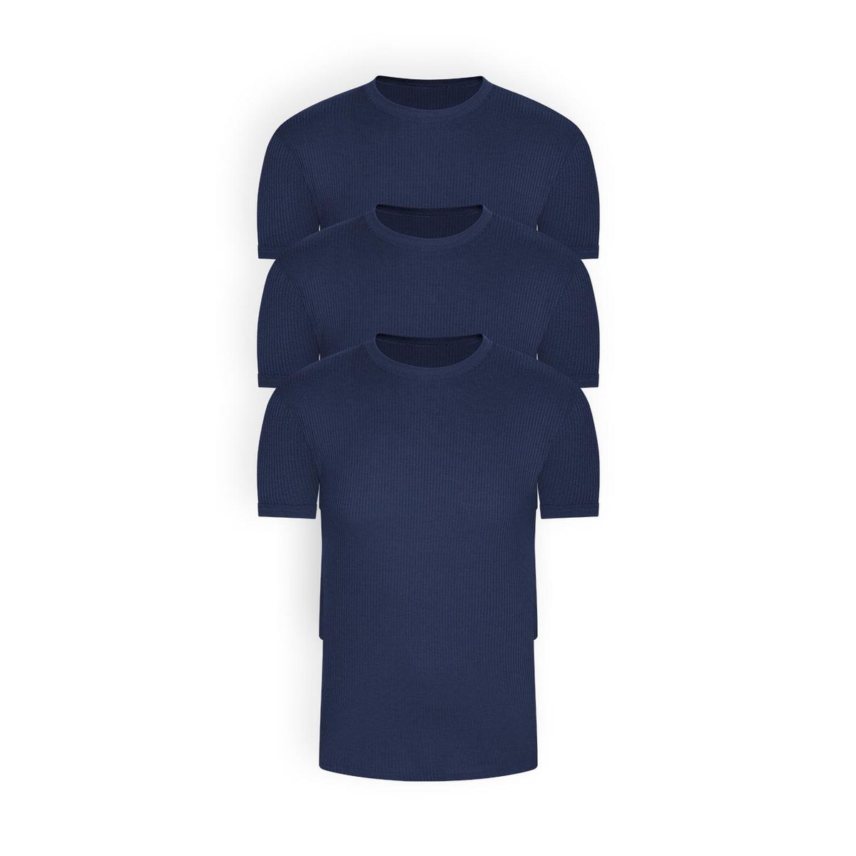 DIANE & GEORDI - Camiseta cuello redondo acanalada (Pack X3)(2256) - Azul oscuro_.