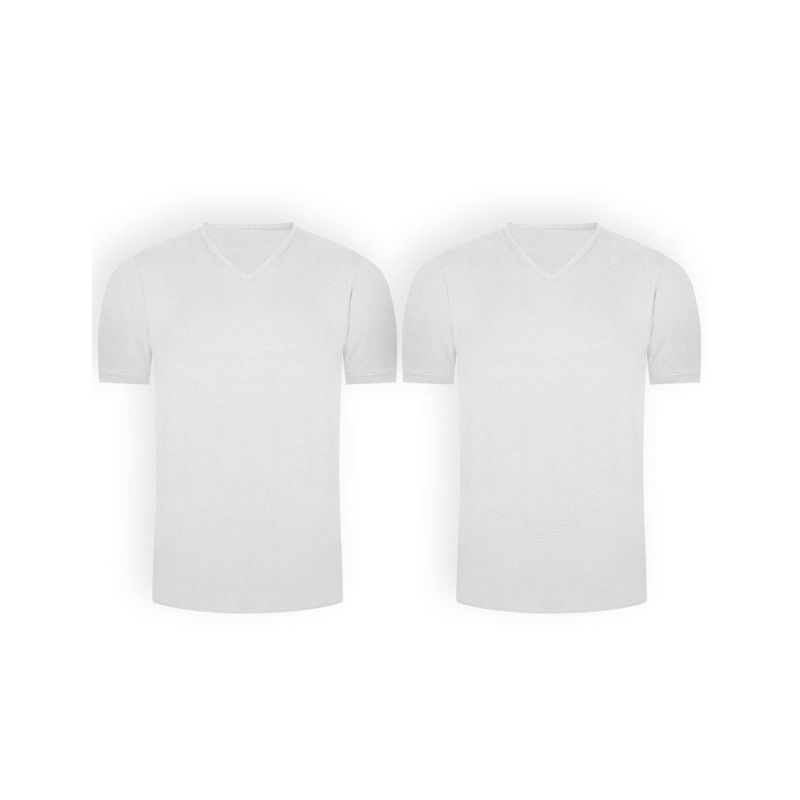 DIANE & GEORDI - Camiseta cuello V (Pack X2)(4901) - Blanco