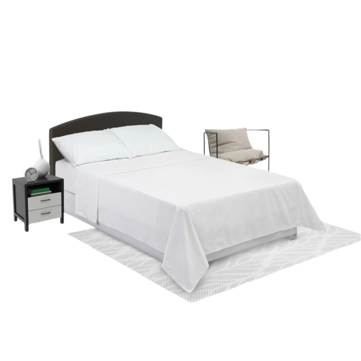 ELEGANT - Juego Sabanas Blancas Algodón Cama SEMIDOBLE 120x190