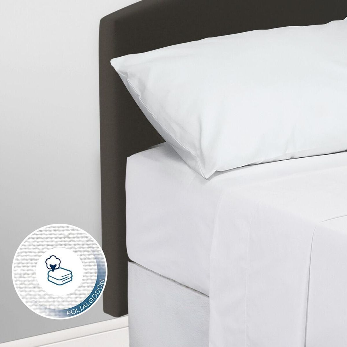 ELEGANT - Juego Sabanas Blancas Algodón Cama SENCILLA 1 metro
