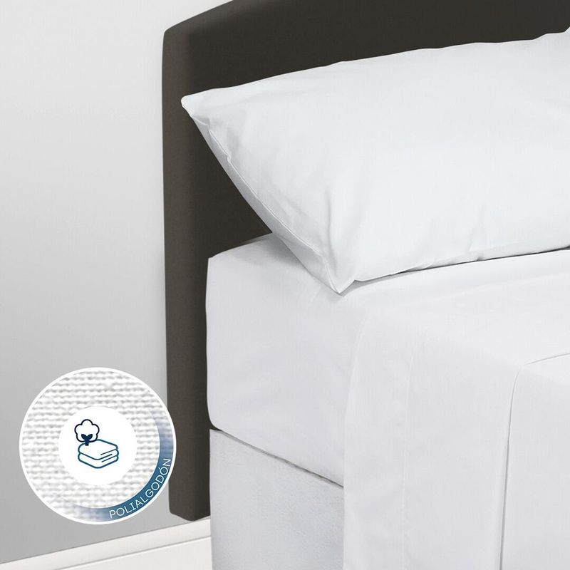 ELEGANT - Juego Sabanas Blancas Algodón Cama QUEEN 160x190