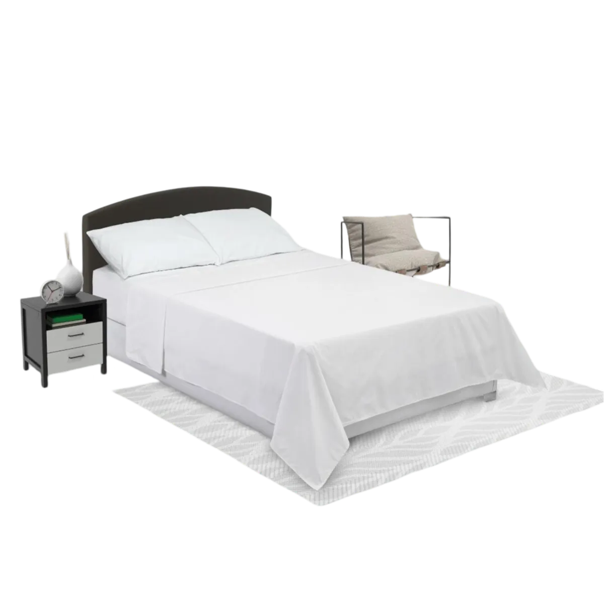 ELEGANT - Juego Sabanas Blancas Algodón Cama QUEEN 160x190