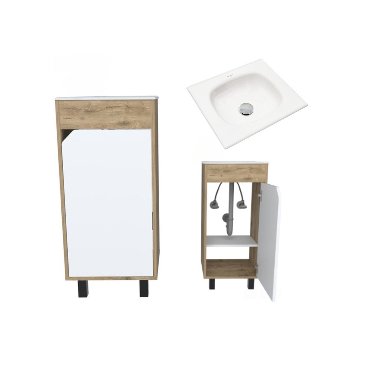 CORONA - Mueble con Lavamanos Aluvia A Piso 40 Macadamia/Blanco