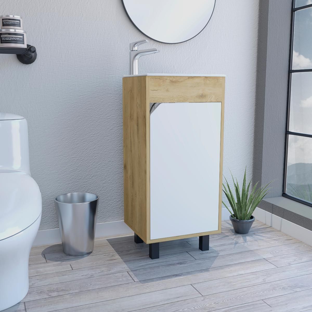 CORONA - Mueble con Lavamanos Aluvia A Piso 40 Macadamia/Blanco