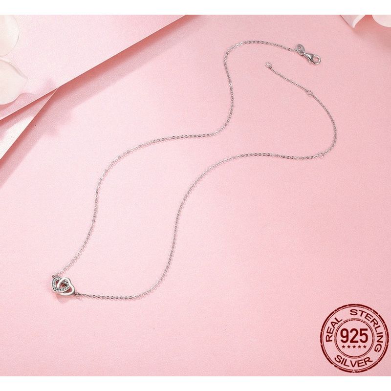ALHAJAS - Collar Cadena Regalos Mujer Corazones Entrelazados Amor En Plata 925