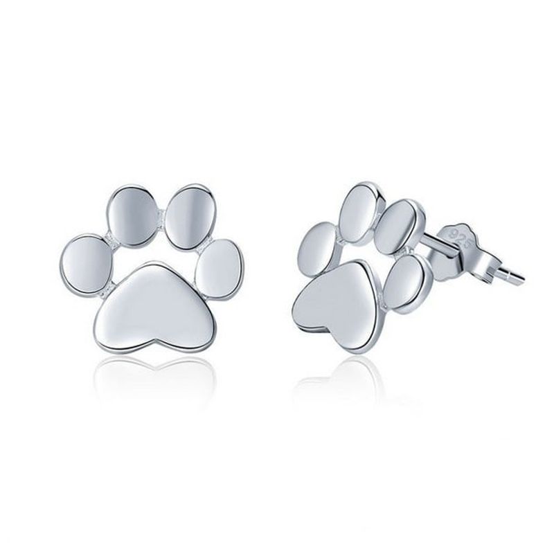 ALHAJAS - Aretes Topos Niña O Mujer Huellas Perro Gato Fabricados En Plata 925