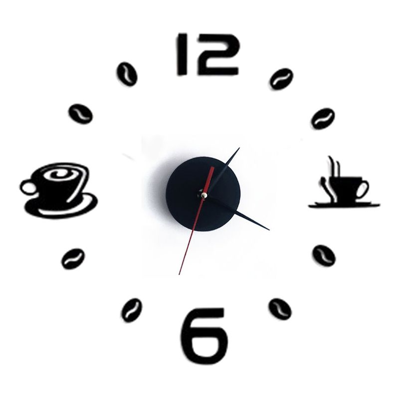 GENERICO - Reloj de pared tamaño pequeño 50cm x 50cm tazas de café