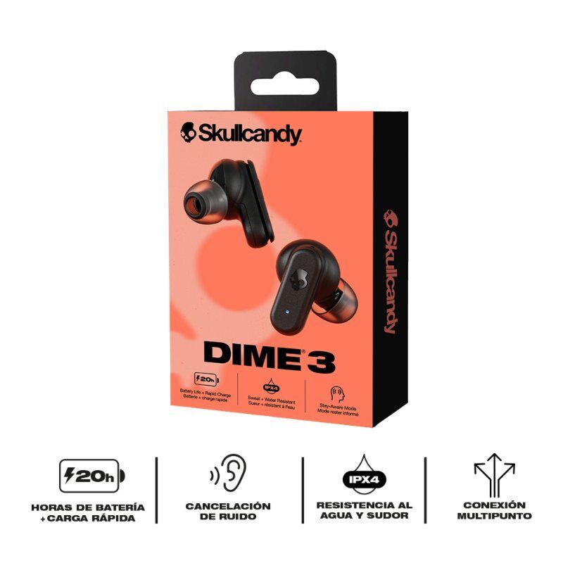 SKULLCANDY - AUDIFONOS SKULLCANDY DIME 3 NEGRO