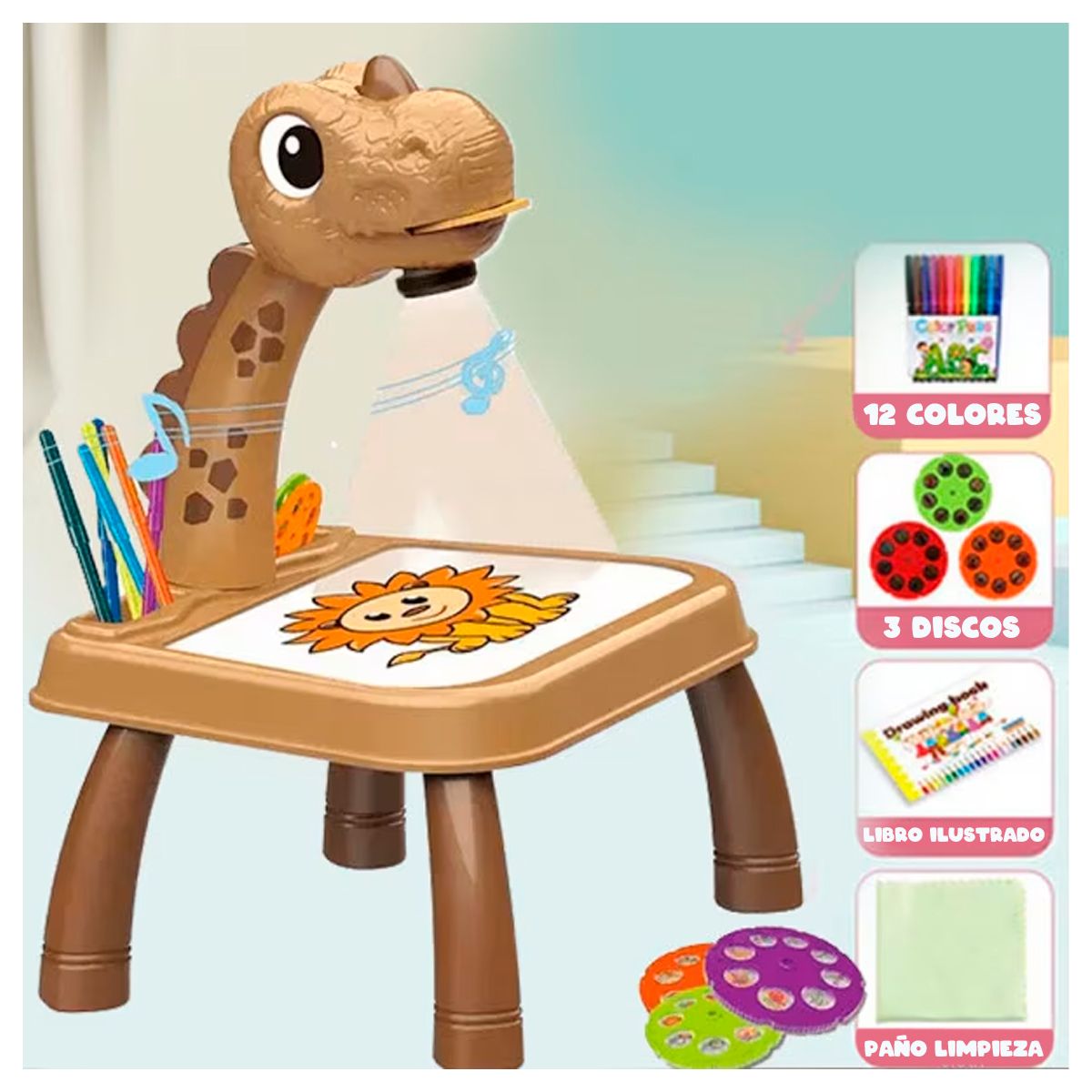 GENERICO - Mesa Led Dibujo Para Niño Proyector Tablero Accesorio Marron