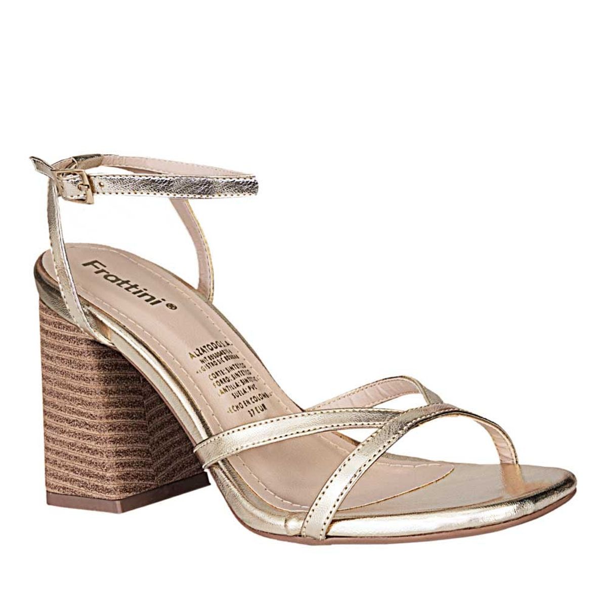 FRATTINI - Sandalia tacon de Mujer marca FRATTINI en Color DORADO   SANDSARA-03