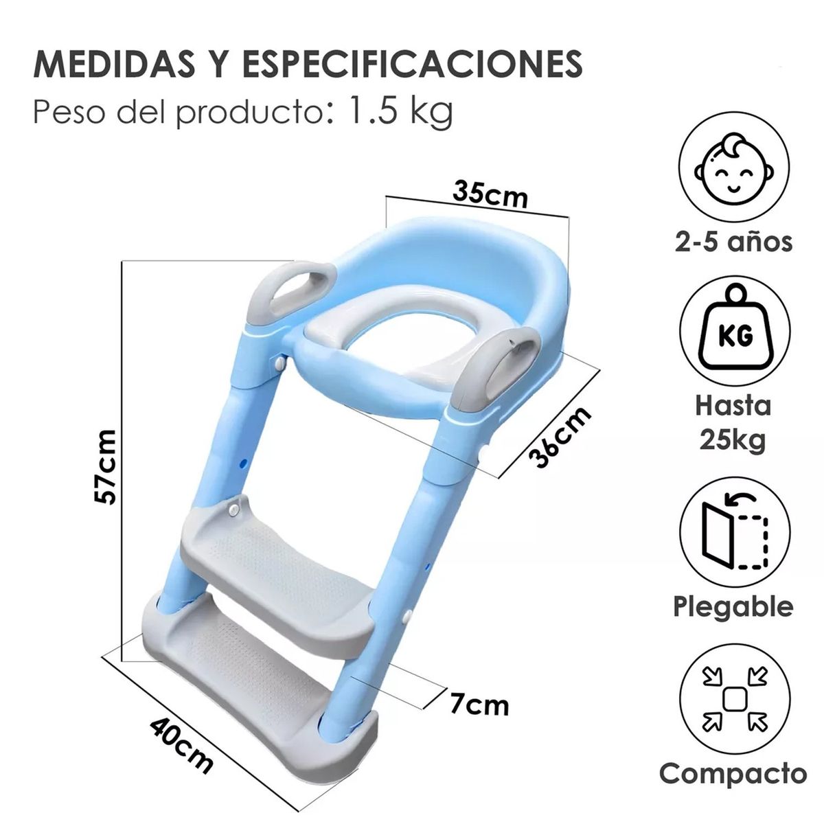 ONE PIXEL - Escalera Baño Entrenamiento Bebe Azul One Pixel