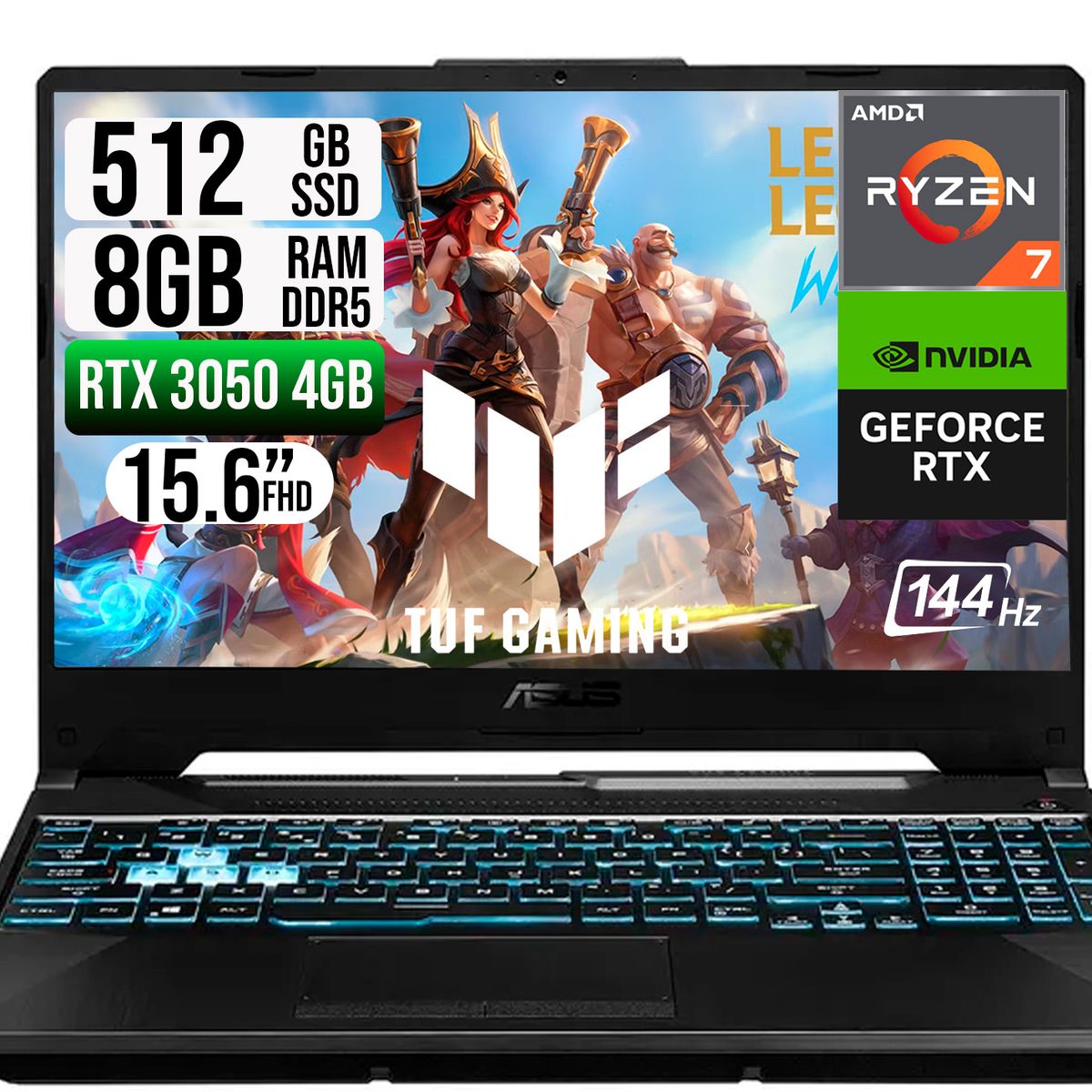 ASUS - ASUS TUF AMD RYZEN 7-7445HS RTX 3050 SSD 512GB RAM 8GB LED 15,6 FHD 144Hz