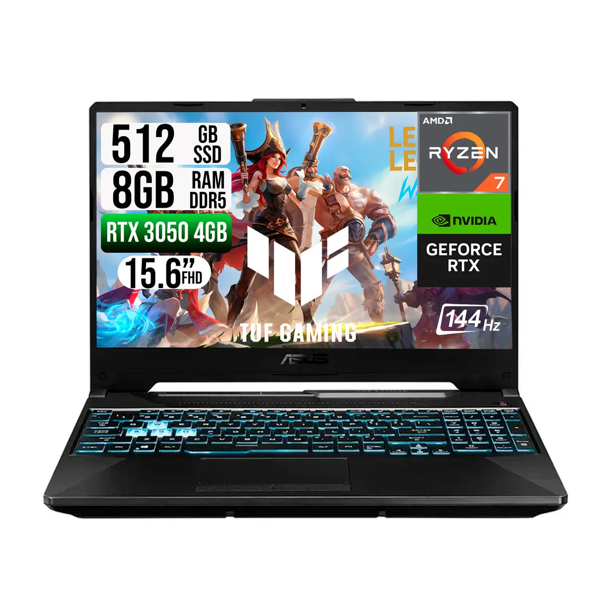 ASUS - ASUS TUF AMD RYZEN 7-7445HS RTX 3050 SSD 512GB RAM 8GB LED 15,6 FHD 144Hz