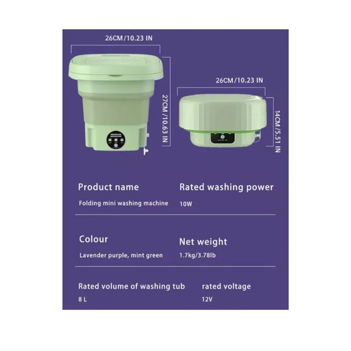 GENERICO - Lavadora Portatil, Mini Lavadora Portatil De 9 L