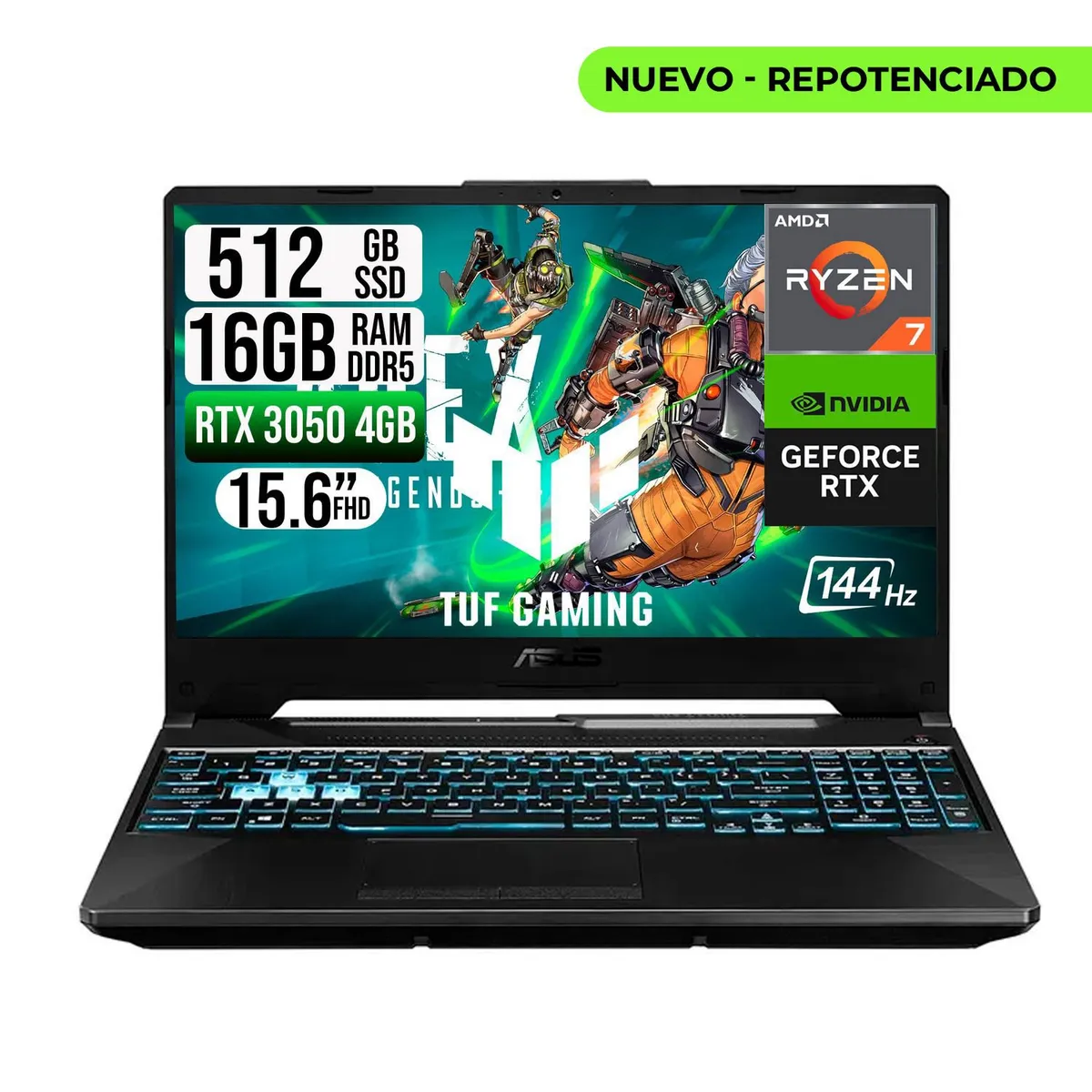ASUS - ASUS TUF Gaming 15.6” 144Hz AMD Ryzen 7 7445HS RTX 3050 16GB RAM 512GB SSD