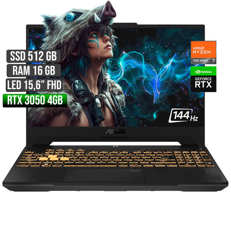 ASUS - ASUS TUF GAMING AMD RYZEN 7-7435HS RTX 3050 4GB SSD 512GB RAM 16GB LED 15,6 FHD 144Hz