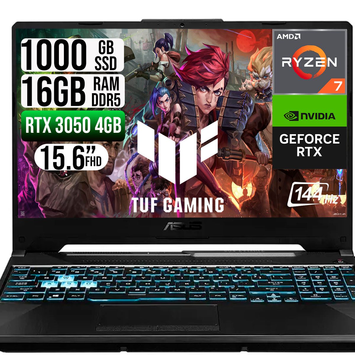 ASUS - Portátil ASUS TUF Gaming Ryzen 7 7445HS 16GB RAM 1TB SSD RTX 3050 15.6” FHD 144Hz