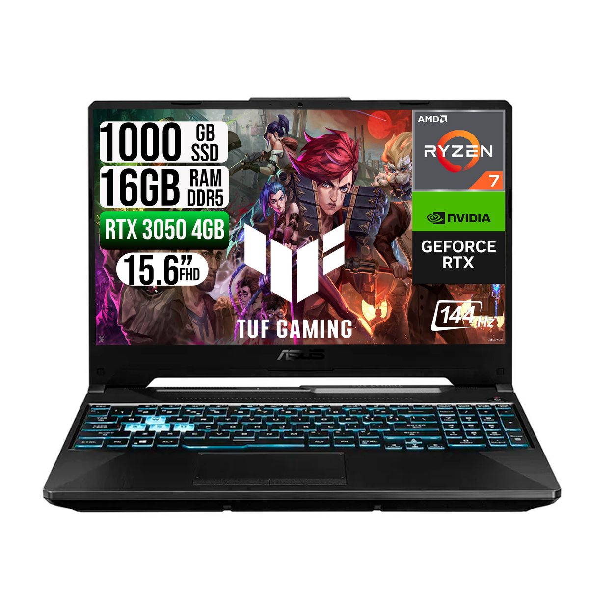 ASUS - Portátil ASUS TUF Gaming Ryzen 7 7445HS 16GB RAM 1TB SSD RTX 3050 15.6” FHD 144Hz