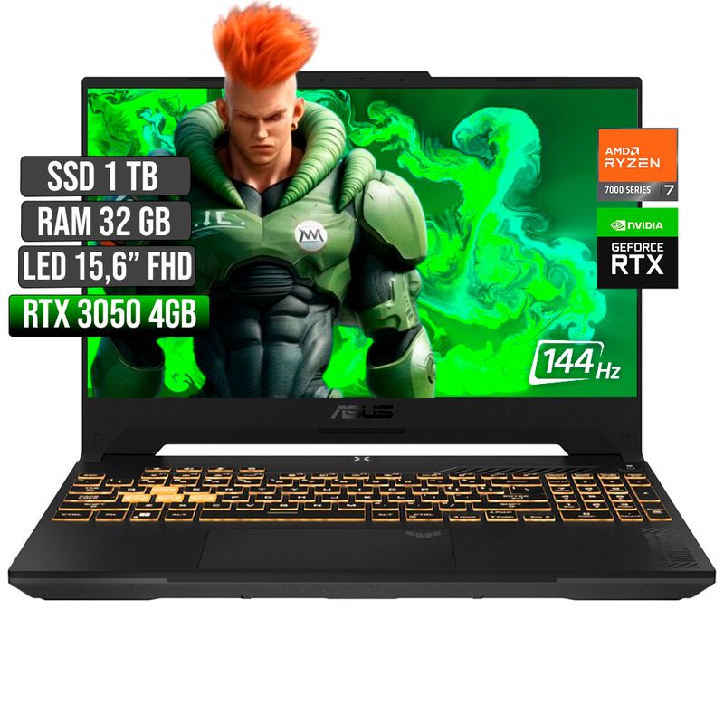 ASUS - ASUS TUF GAMING AMD RYZEN 7-7435HS RTX 3050 4GB SSD 1TB RAM 32GB LED 15,6 FHD 144Hz