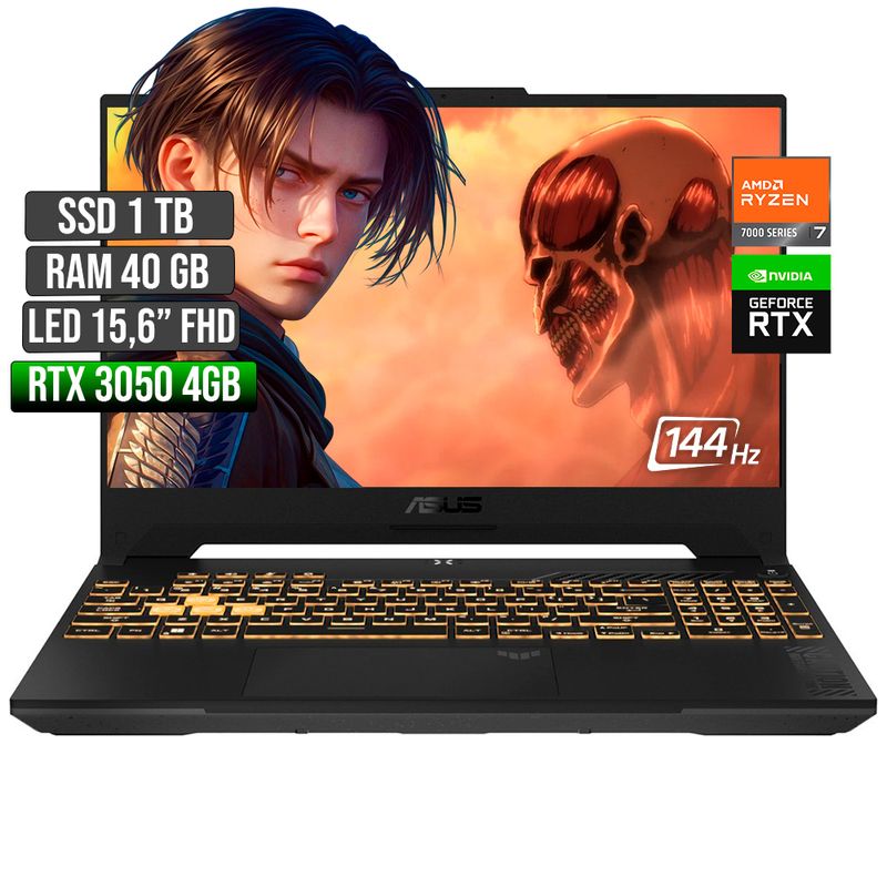 ASUS - ASUS TUF AMD RYZEN 7-7435HS RTX 3050 4GB SSD 1TB RAM 40GB LED 15,6 FHD 144Hz