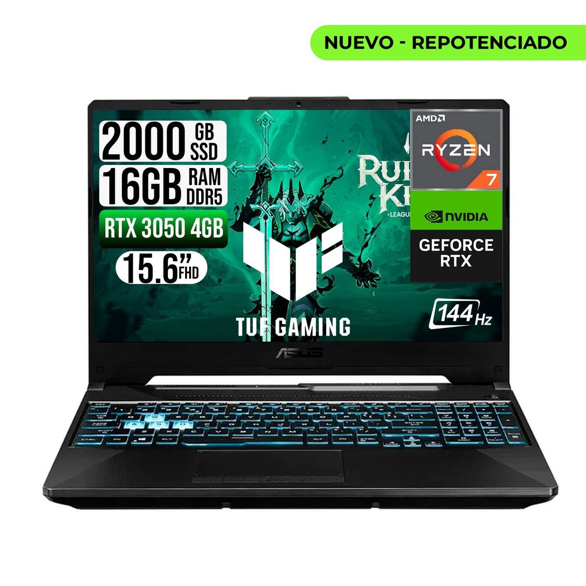 ASUS - Portátil ASUS TUF Gaming Ryzen 7 7445HS 16GB RAM 2TB SSD RTX 3050 15.6” FHD 144Hz