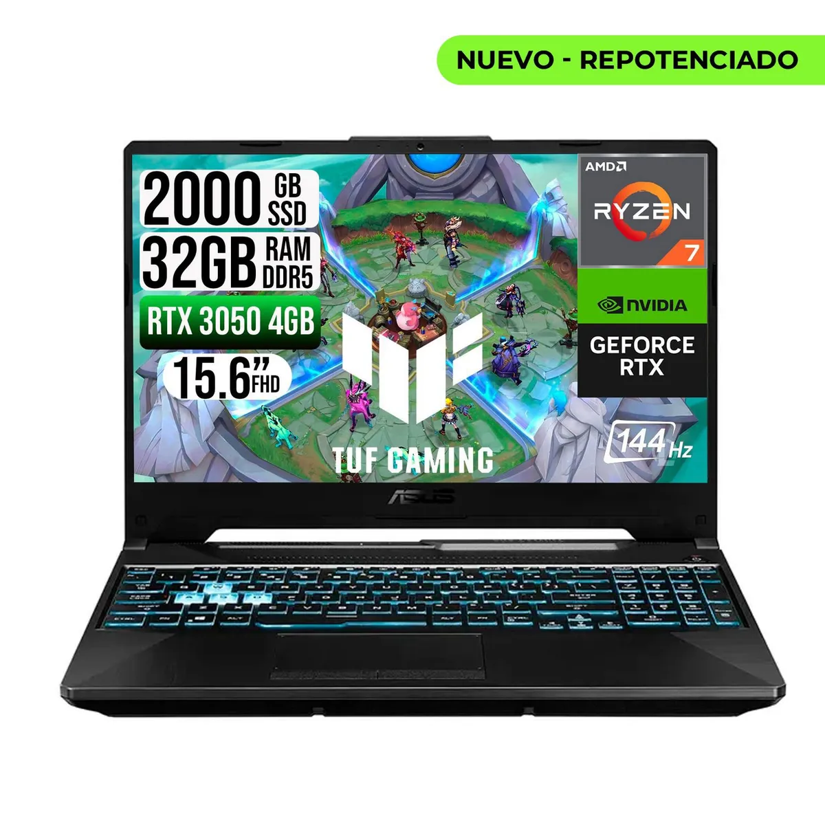 ASUS - ASUS TUF GAMING AMD RYZEN 7-7445HS RTX 3050 4GB SSD 2TB RAM 32GB LED 15,6 FHD 144Hz