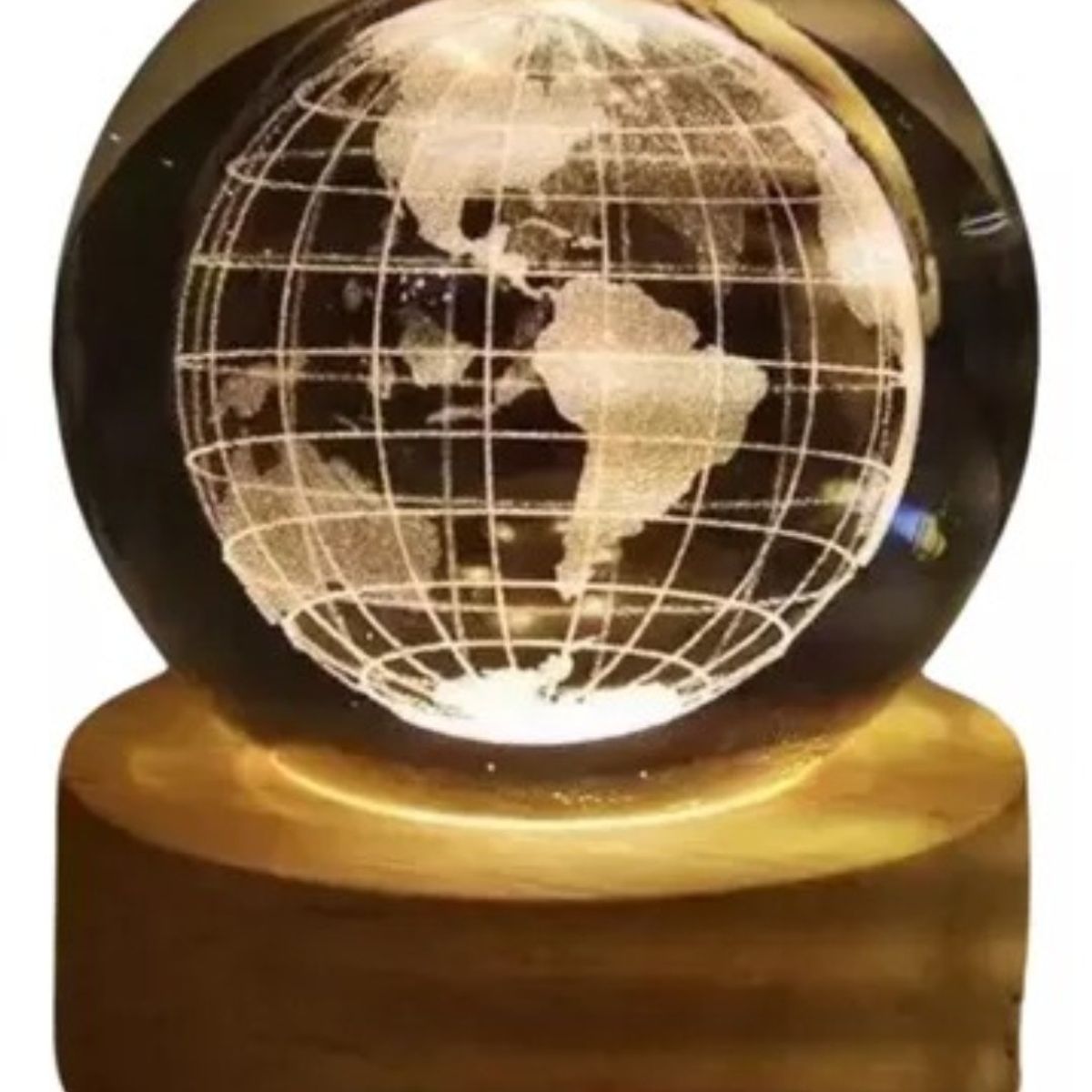 GENERICO - Lampara bola de cristal  8 cm interruptor de encendido 3d planetas